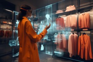 Augmented reality technology concept applied to the fashion industry providing immersive and innovation