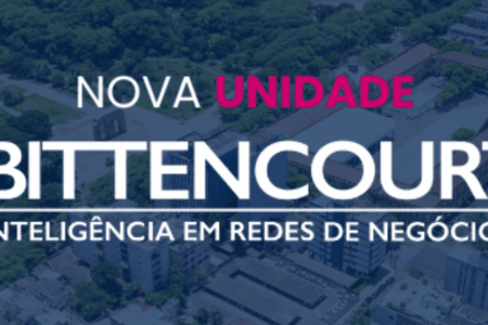 Imagem aérea de Porto Alegre com o logotipo do Grupo BITTENCOURT com o texto "nova unidade"