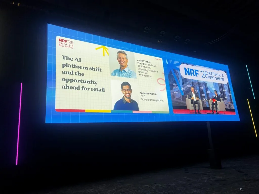 Sundar Pichai e John Furner na NRF 2026